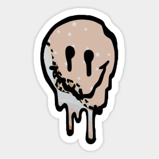 Leopard Drippy Smiley Face Sticker